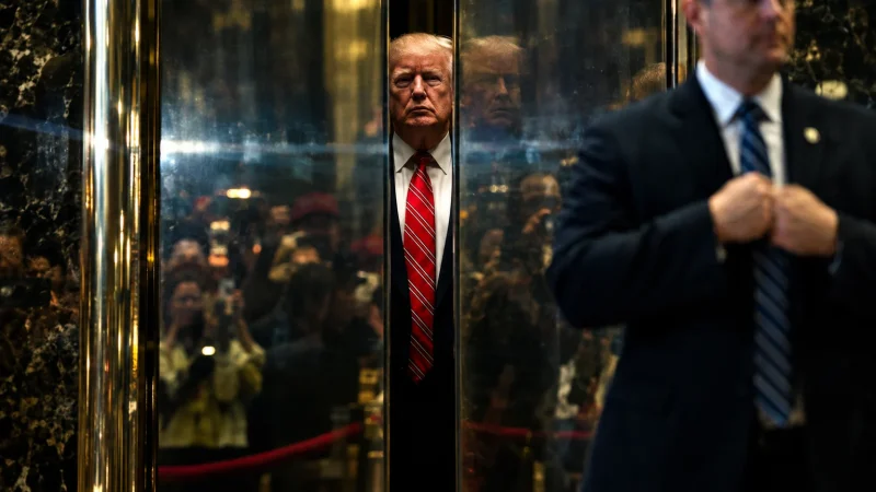 Trump Behind Reflective Glass